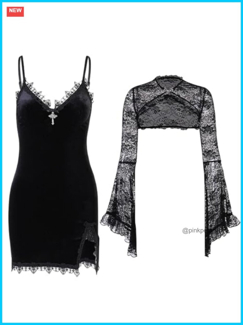 Womens Gothic Velvet Bodycon Mini Dress Lace Side Split Club Night Out